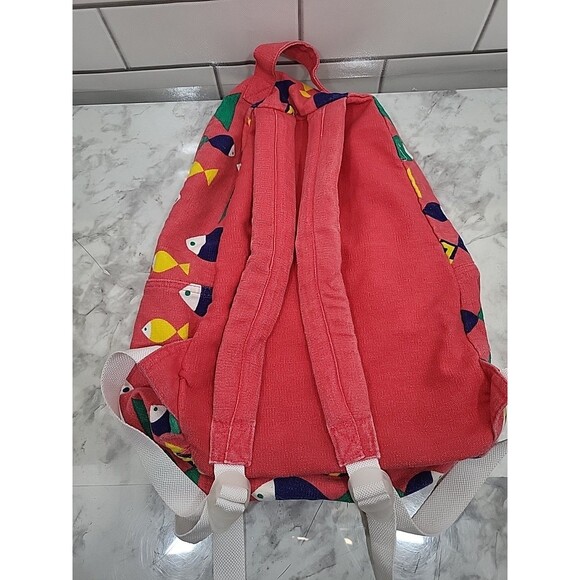 OP Ocean Pacific Fish Print Backpack Beach Faded Red 90s Festival Rave Kidcore - Picture 4 of 5